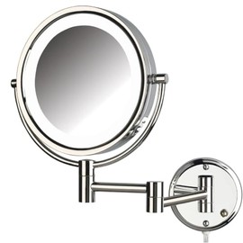 Jerdon HL88CL Espejo para Maquillaje con Iluminación LED, de 21.5 cm para Montar en Pared, Aumento de 8 x, Acabado en Níquel