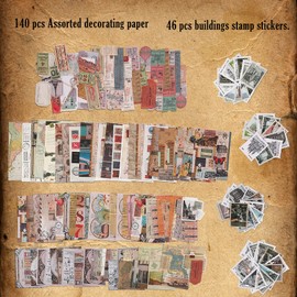 324 Pcs Vintage Scrapbook Ephemera Decoupage Paper Supplies Junk Journal Sticker Kit for Art Journaling Bullet Journals Retro Collage Craft Notebooks Album(World Travel)