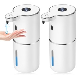 2 Pack Automatic Soap Dispenser,Upgraded 2025 Automatic Liquid Soap Dispenser Touchless,12.8oz USB Rechargeabled Wall Mounted Smart Soap Dispensers for Bathroom Kitchen(White,P18)