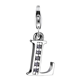 Pendant Charm Letter L Nena Lina in 925er Sterling Silver for Charm Bracelet, Necklace, Earring, Bracelet and Many Popular Carrier Charm