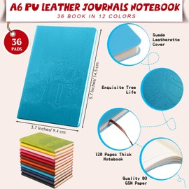 TaoBary 60 Pcs A6 PU Leather Journals Notebook Bulk Colorful Tree Life Lined Journal Soft Leather Cover Ruled Writing Notebook for Writing Office School Home Business 128 Pages