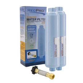 RecPro RV Water Filter with Optional Flexible Hose Protector (2 Pack) | RV & Marine