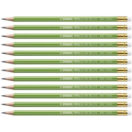 Eco-Friendly Graphite Pencil with Eraser - STABILO GREENgraph - Pack of 12 - HB
