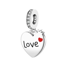 EHEG Heart Mother Dangle Charms for Women Bracelets and Necklaces 925 Sterling Silver with 5A Cubic Zirconia, Pendants Beads Jewelry Mother's Day Gifts for Women