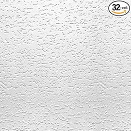 USG INTERIORS 4240 Tivoli Textured Ceiling Tiles,12x12 Inch, Qty 32.