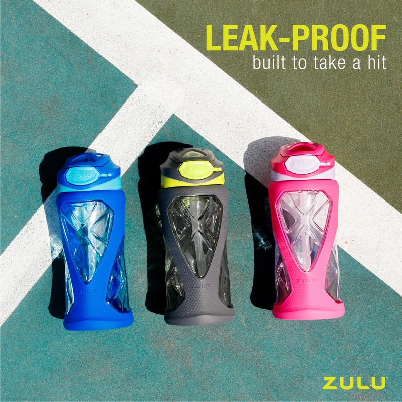 ZULU Torque 16oz Plastic Kids Water Bottle with Silicone Sleeve
