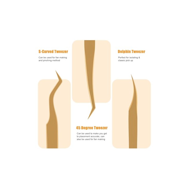 Pinzas de pestañas para extensiones de pestañas, juego profesional de