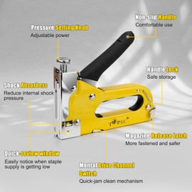Upholstery Staple Gun, TOPEC 3 in 1 Heavy Duty Staple Guns/Home Use with 900 Staples - Manual Brad Nailer Power for Fixing, Material, Decoration, Carpentry, Furniture, Wood, DIY