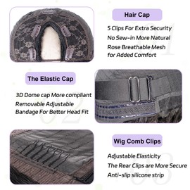 V Part Wigs Human Hair Kinky Straight Human Hair Wig Upgrade U Part Human Hair Wig for Black Women V Part Half Wigs Glueless Wear and Go No Leave Out No Sew In 180% Density Natural Color 18 inch