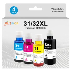 Compatible Replacement for HP 31 32XL Ink Bottle Set for HP Printer Smart Tank 7301 7602 7001 6001 5101 Plus 551 651 (4 Packs 31 32XL Ink)