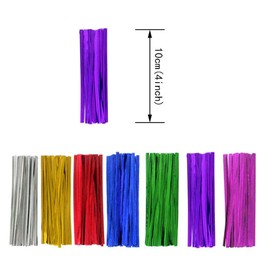JHere 4'' Long Metallic Twist Ties - 7 Colors, 700 Pieces