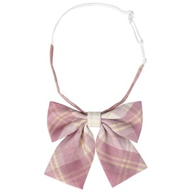 Elerevyo Women's Pre-tied Bowties Adjustable Colorful Plaid Tartan Checked Bow Ties for Costume One Size Pink