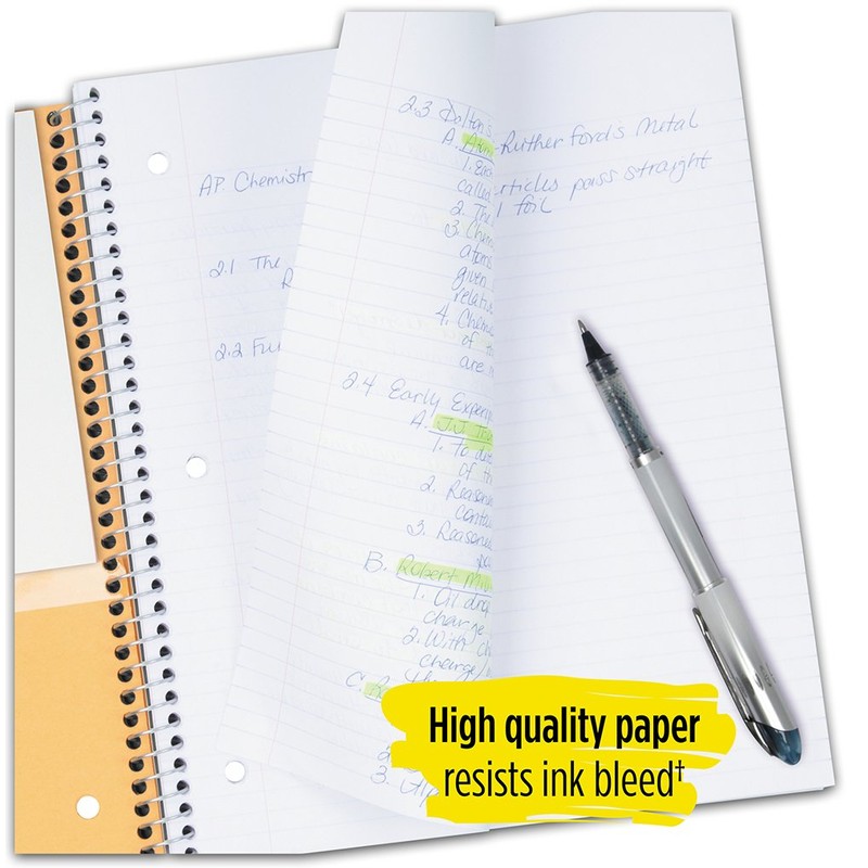 Five Star Spiral Notebook, 1 Subject, College Ruled Paper, 100