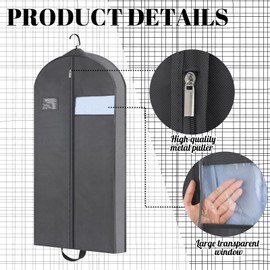 60" Dress Bags Covers Long Garment Bags for Storage and Travel Gusseted Hanging Suit Carriers for Women Men with Handles for Clothes,Gowns,Coats,2 Packs