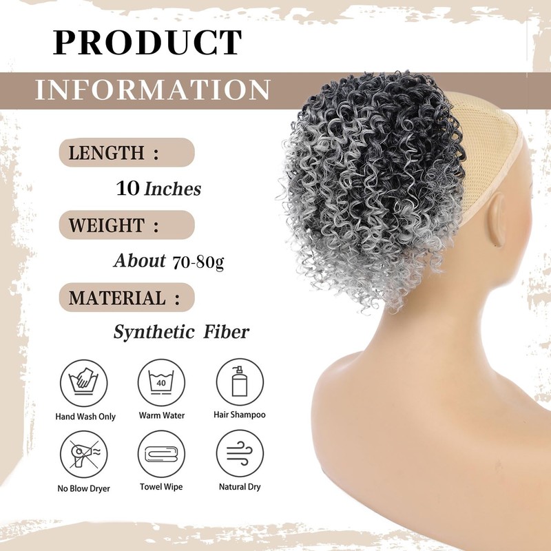 Fulang Hair Pferdeschwanz-Extensions, Echthaar, Afro, Pferdeschwanz, Extensions, für Frauen, Pferdeschwanz,