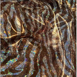 wowfabric4less123 3 Yard Brown Silver Hologram Stretch Knit Fabric 54” Width
