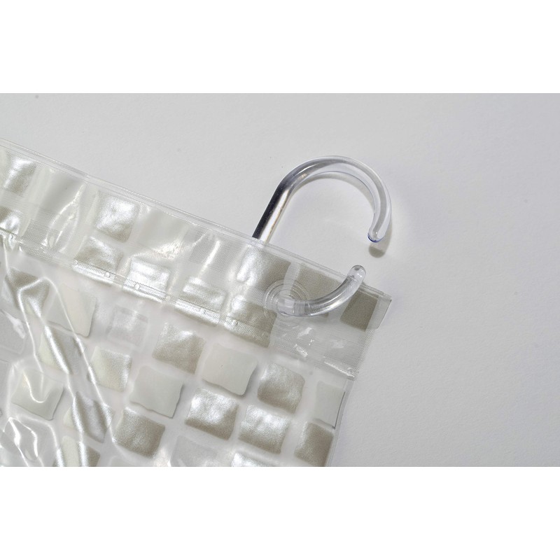 Croydex AE543440 Silver Mosaic Fully Waterproof PVC Shower Curtain, 1800