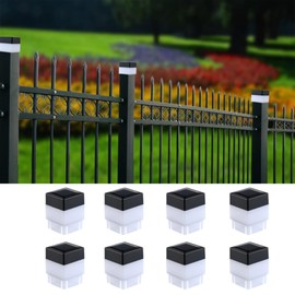 TERBBU Solar LED Fence Post Cap Light 2x2 Inch (5x5cm) - for Wrought Iron, Aluminum & Garden Fences, Waterproof Outdoor Solar Lights(White Light) (8)