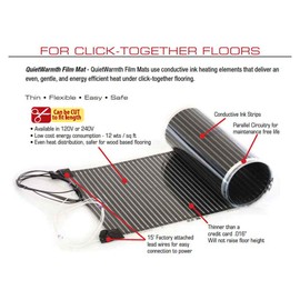 QuietWarmth Float QWARM3x5F240 Radiant Floor Heating Mat for Below Laminate, Wood, Luxury Vinyl Floating Flooring- Cuttable Mat Size 3'x5' 240 Volt (Covers 15sf)