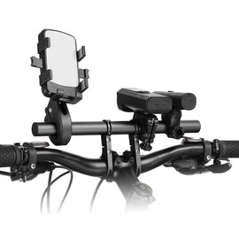 MUNEFE Universal Bike Handlebar Extender, Double Bracket for Mountain & Road Bikes, Aluminum Alloy, Black