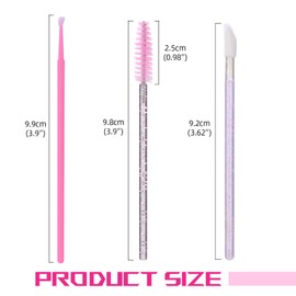 BAMTTOO 300pcs Eyelash Extension Supplies Kit Disposable Lash Spoolies Brush Cotton Swab Brushes Lip Brushes for Eyelash Extension Tattoo Lipstick Applicator(Pink)