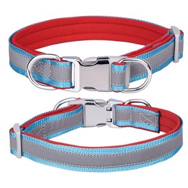haoyueer Reflective Nylon Dog Collar with Safety Buckle, Adjustable Pet Collars with Soft Neoprene Padding for Small Medium Large Dogs