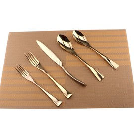 Uniturcky Silversmiths 20 Piece Beacon Flatware Set, Copper Mirror/Rose Gold, Service for 4
