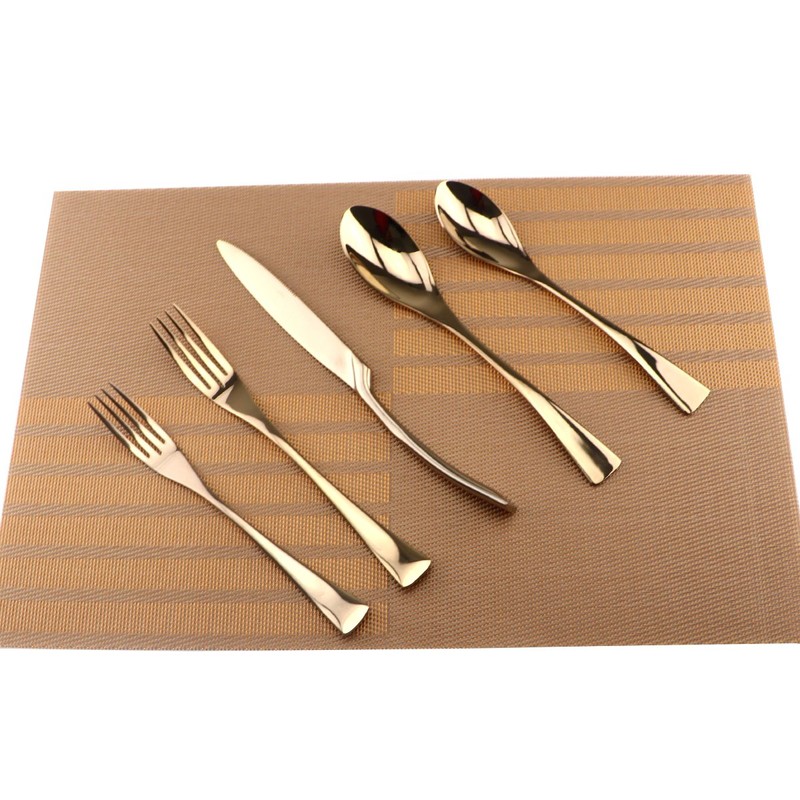 Uniturcky Silversmiths 20 Piece Beacon Flatware Set, Copper Mirror/Rose Gold,