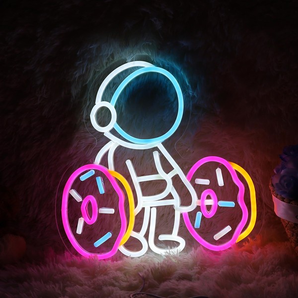 Astronaut Lifting Donut Neon Sign Astronaut Donut Neon Light Astronaut