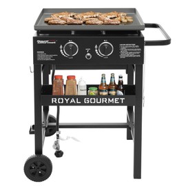 Royal Gourmet GB2000N 2-Burner Propane Gas Griddle, 23 Inch Flat Top Grill with 30,000 BTUs Output, Outdoor Griddle Station with 450 Sq. In. Cooking Area for Barbecue Grilling, Black