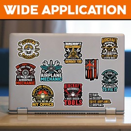 MAIANEY [10Pcs, 3"x3"] Aircraft Mechanic Stickers, Aircraft Technician, Maintenance, Airline Airplane Pilot Decal, Waterproof Vinyl Decal, Gifts for Hard Hat, Car, Laptop, Helmet, Notebook, Cooler