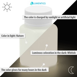 LUMENTICS Paint Colour: White Glow-In-The-Dark, 100 g Glow-In-The-Dark Colour With Glitter Glow-In-The-Dark Craft Paint UV Glow (Natural/White)