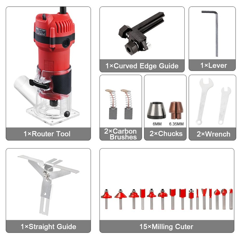 TEENO Wood Router, 800W Compact Router Tools for Woodworking, 31000