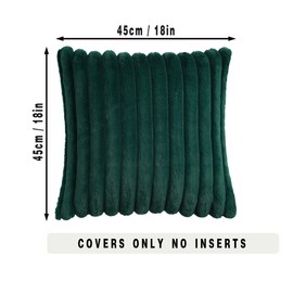 Tennove Cushion Covers 45x45cm Soft Faux Fur Plush Cushion Pillowcase Decorative Striped Fluffy Throw Pillow Covers Pack of 2 for Home Sofa Bedroom Decor, Green