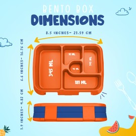 YOLAY Bento Box for Kids Lunch Box Leak-Proof, 5-Compartment Lunch Box Kids for Ages 3-10, Durable with Anti-Slip Base, Suitable for Schools, Outdoor and Travel (Robo)