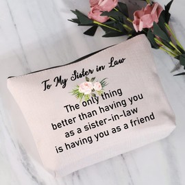 JYTAPP to My Sister in Law Gifts Sister in Law Makeup Bag The Only Thing Better Than Having You As a Sister-in-Law Cosmetic Bag Birthday Wedding Gifts for Sister in Law,BEIGE,One_Size