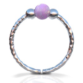 Cartilage Earring Hoop - 20G Sterling Silver Helix Piercing Earring - Pink Opal Cartilage Earring, Silver Cartilage Round