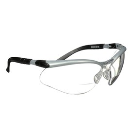 3M Safety Glasses with Readers, BX, +2.0, 1 Pair, ANSI Z87, Anti-Fog Anti-Scratch Clear Lens, Silver Frame, Adjustable Length Temples and Lens Angle