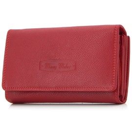 ekavale Women's Purse XXL Made of Cowhide Leather with RFID Leather Wallet with Many Compartments for Women, red, Classic
