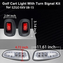 Orle Oko Deluxe LED Headlight Taillight Golf Cart Light Kit Compatible EZGO RXV 2008-2015, 12V Street Legal Golf Cart Lights Kit with Turn Signal Switch, Brake Pad, Horn