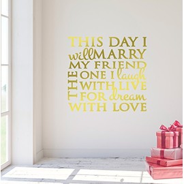 24"x24" Collage Saying Wedding This Day I Will Marry My Friend The One I Laugh with Live for Dream Love Wall Decal Sticker Art Mural Home Decor