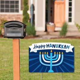 Big Dot of Happiness Hanukkah Menorah - Chanukah Holiday Party Yard Sign Lawn Decorations - Happy Hanukkah Party Yardy Sign