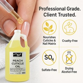 PRO NAIL Aceite Revitalizante Para Cutículas Y Uñas, Aroma A Durazno, 3.8 Litros(128 Oz)- Fórmula Profesional, Para Pedicura Y Manicura - Hidrata Y Fortalece Uñas Y Cutículas - Suavizante Y Nutritivo,