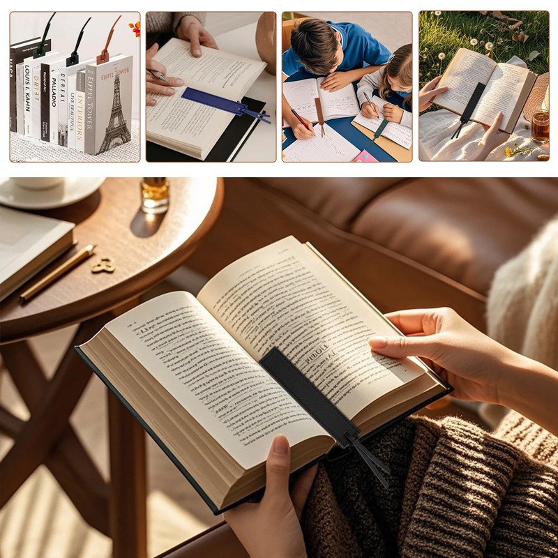 kdafio 12 Pcs Leather Bookmark, Classic Stitched Bookmark with Leather