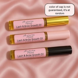 Aurora Moon Cosmetics All natural lash & brow growth oil Makeup lipgloss Avocado Mascara Nourishing Argan Oil Castor Oil eyelash oil serum eyebrow growth serum Jojoba:_11ML FULL SIZE different cap