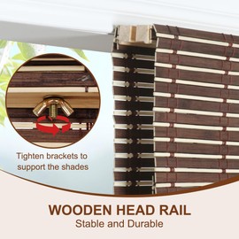 LUCKUP Cordless Roman Shades, Roll Up Bamboo Blinds for Indoor Windows, Light Filtering UV Protection Natural Bamboo Shades, Easy to Install for Home & Office, 22" W x 64" L, Brown