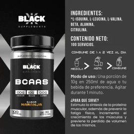 Aminoácidos Bcaas Black 1 Kg Sabores 100 Servicios                                                                                                    