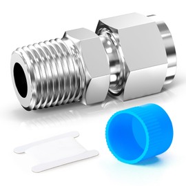 TAISHER 1PCS 304 Stainless Steel Compression Tube Pipe Fitting Connector, 3/4" Tube OD x 1/2" NPT Male Straight Adapter