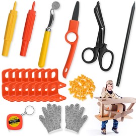 FEMBW Cardboard Construction Kit – 150 PCS DIY STEM Craft Set with Kid-Safe Cardboard Cutter,Safe Serrated Cutter & Tools for Creative Projects, School, Home, Team Activities, Ages 5+