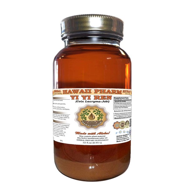 Hawaii Pharm LLC Yi Yi Ren, Coix (Coix Lacryma-Jobi) Tincture, Dried Seed Liquid Extract, Yi Yi Ren, Herbal Supplement 32 Oz
